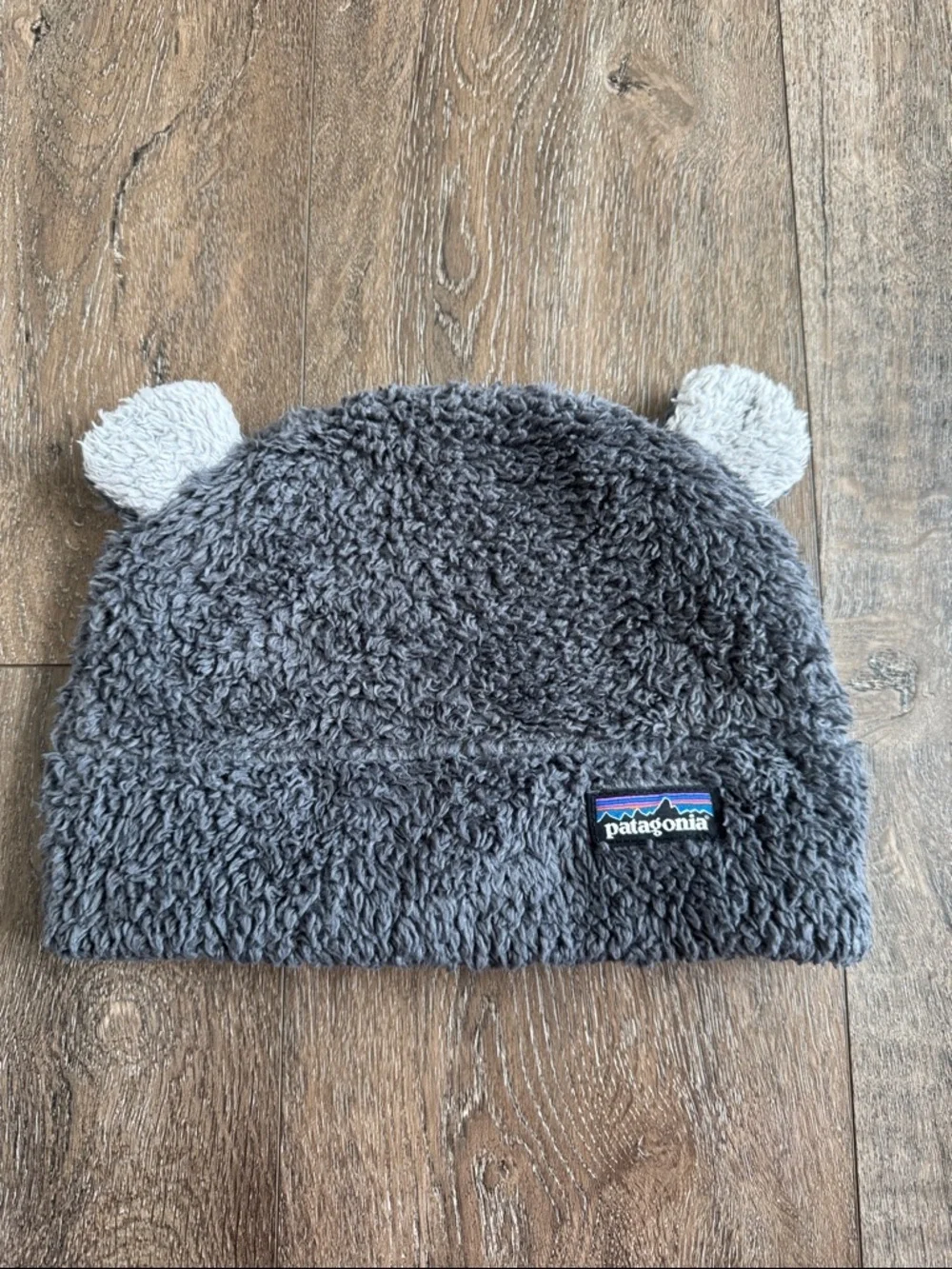 Patagonia Gray Sherpa Beanie with Ear Accents kids size 2T-5T